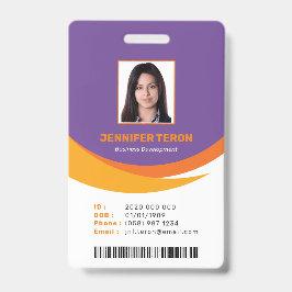 Anpassningsbar Modern Violet Employee ID-kort med 