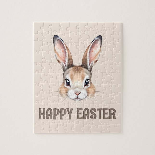 Anpassningsbar Modern Watercolor Cute Påskhare Neu Pussel (Vertikal)