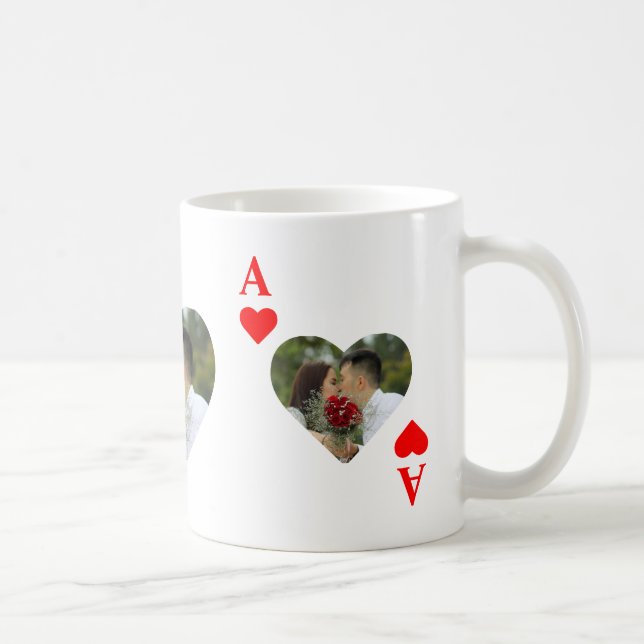 Anpassningsbar - modernt, unikt poker-fotomonogram kaffemugg (Höger)