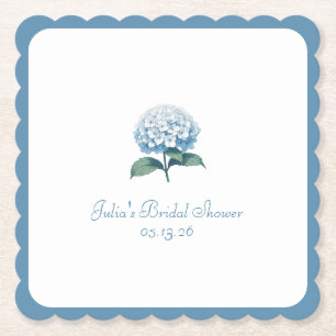 Anpassningsbar Möhippa Elegant Chic Blue Hydrangea Underlägg Papper