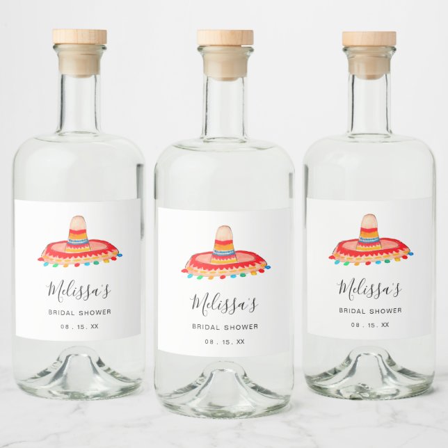 Anpassningsbar Möhippa Fiesta Sombrero Spritflaskor Etikett (Flaskor)