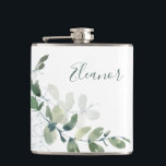 Anpassningsbar Möhippa för botaniskt eukalyptus Bo Fickplunta<br><div class="desc">Lägg till en liten boho elegance till möhippan firande med den här Anpassningsbarna Namn botaniska Eucalyptus-kolven. Med en vacker eukalyptus-design och ett personlig-skript namn är den här kolven en möhippa för perfekten för dina brudgummar, bachelorette-fest eller bröllop helg. Med sin chic boho botanical stil är den idealisk för naturinspirerat, rustiskt...</div>