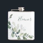 Anpassningsbar Möhippa för botaniskt eukalyptus Bo Fickplunta<br><div class="desc">Lägg till en liten boho elegance till möhippan firande med den här Anpassningsbarna Namn botaniska Eucalyptus-kolven. Med en vacker eukalyptus-design och ett personlig-skript namn är den här kolven en möhippa för perfekten för dina brudgummar, bachelorette-fest eller bröllop helg. Med sin chic boho botanical stil är den idealisk för naturinspirerat, rustiskt...</div>