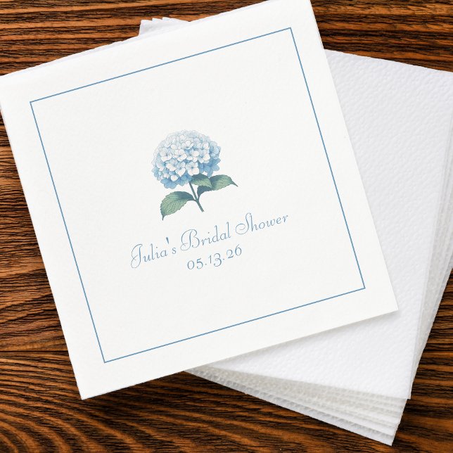 Anpassningsbar Möhippa Napkin Elegant Blue Hydrang Pappersservett (Skapare uppladdad)