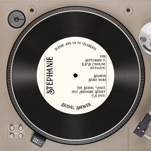 Anpassningsbar Möhippa Retro Faux Vinyl Record Mus Inbjudningar (Skapare uppladdad)