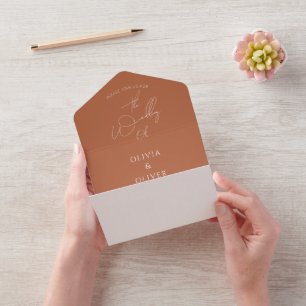 Anpassningsbar mongram teracotta calligraphy bröll