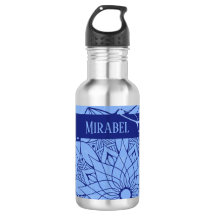Anpassningsbar Monochrome Blue Mandala Vattenflask