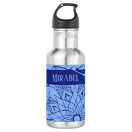 Anpassningsbar Monochrome Blue Mandala Vattenflask