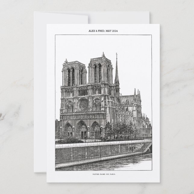 Anpassningsbar Monochrome Paris Travel Notre Dame  Inbjudningar (Framsida)