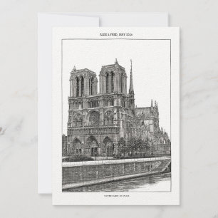 Anpassningsbar Monochrome Paris Travel Notre Dame Inbjudningar