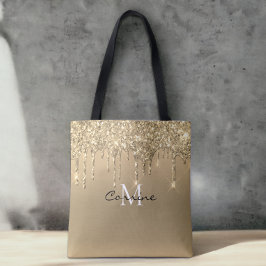 Anpassningsbar Monogram 14k Ant Guld Drip Glitter Tygkasse