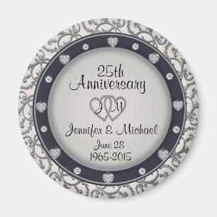 Anpassningsbar Monogram 25-årsdagen Magnet