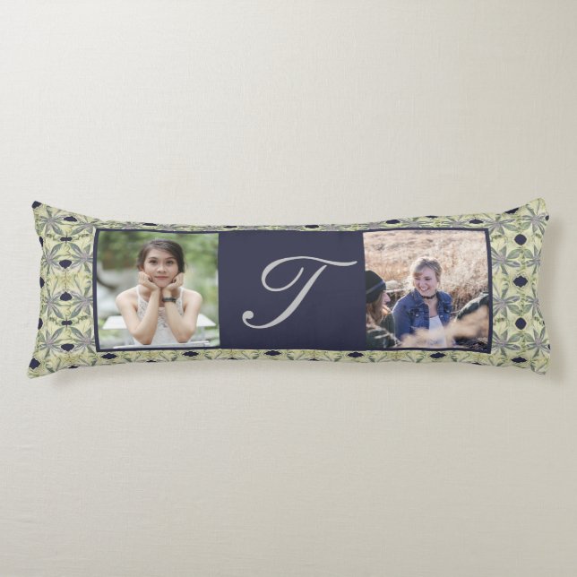 Anpassningsbar Monogram 2 Foton Cyanus Flowers Kroppskudde (Framsidan)