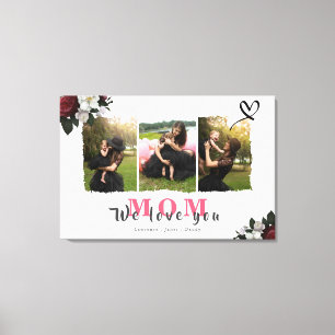 Anpassningsbar Monogram 3 Photo Collage Mor-familj Canvastryck
