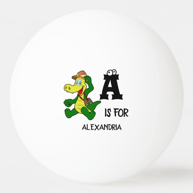 Anpassningsbar monogram A är för Alligator-rolig r Pingisboll (Framsidan)