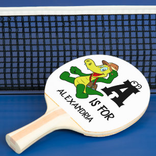 Anpassningsbar monogram A är för Alligator-rolig r Pingisracket