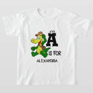 Anpassningsbar monogram A är för Alligator-rolig r T Shirt