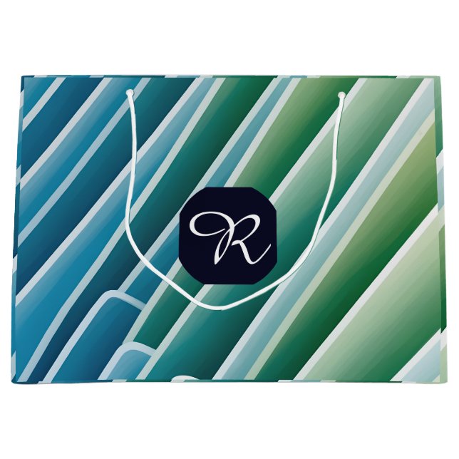 Anpassningsbar Monogram Abstrakt Blue Grönt Large  (Framsidan)