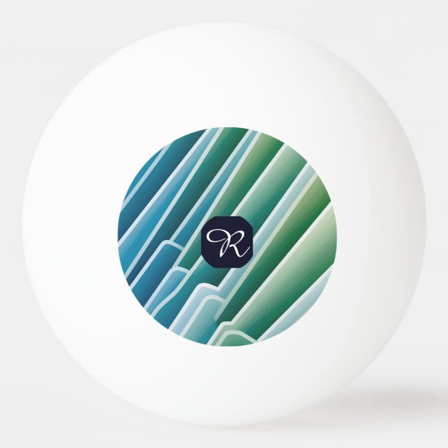 Anpassningsbar Monogram Abstrakt Blue Grönt Ping P Pingisboll (Framsidan)