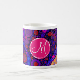 Anpassningsbar Monogram Abstrakt Circles Mosaic Kaffemugg