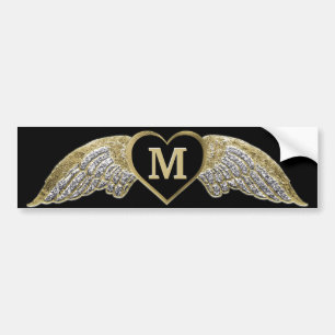 Anpassningsbar Monogram Angel Vingar Bildekal