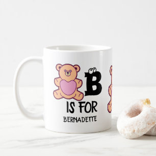 Anpassningsbar monogram B är för björnsöt djur Kaffemugg