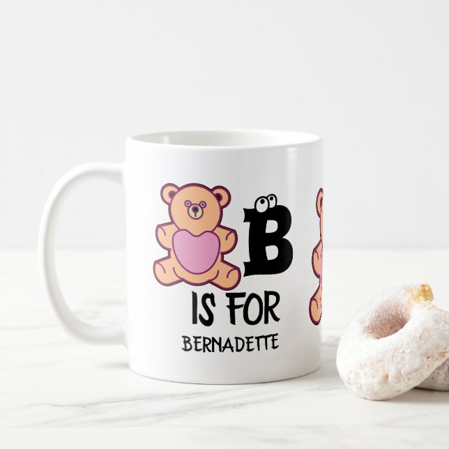 Anpassningsbar monogram B är för björnsöt djur Kaffemugg (Med munk)