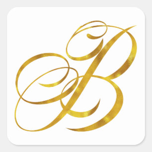 Anpassningsbar Monogram B faux guldfoil Monogram I Fyrkantigt Klistermärke