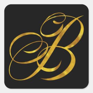 Anpassningsbar Monogram B faux guldgolv Monogram I Fyrkantigt Klistermärke