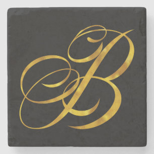 Anpassningsbar Monogram B faux guldgolv Monogram I Underlägg Sten