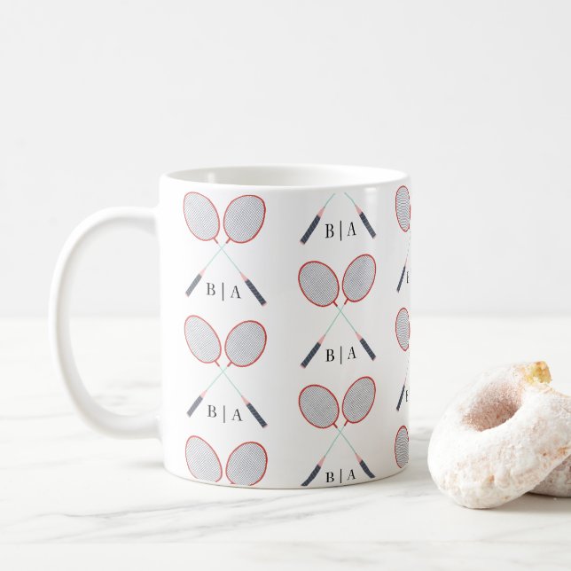 Anpassningsbar Monogram Badminton Kaffemugg (Med munk)