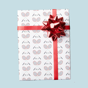 Anpassningsbar Monogram Badminton Racket Mönster W Presentpapper