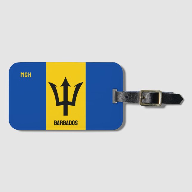 Anpassningsbar Monogram Barbados Flagga Bagagebricka (Framsida horisontal)