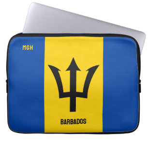 Anpassningsbar Monogram Barbados Flagga Laptop Fodral