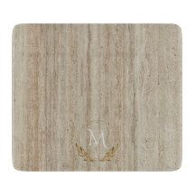 Anpassningsbar Monogram Beige Travertine Marble St
