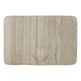 Anpassningsbar Monogram Beige Travertine Marble St Badrumsmatta