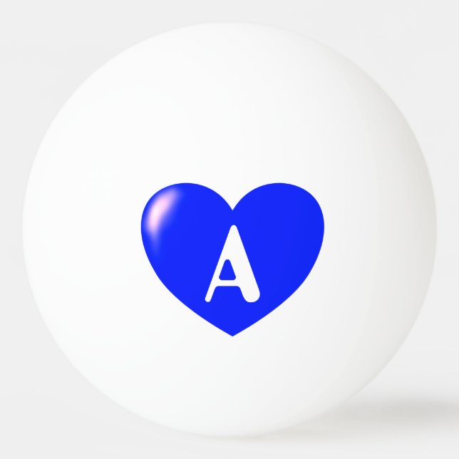 Anpassningsbar Monogram Big Blue Heart Ping Pong B Pingisboll (Framsidan)