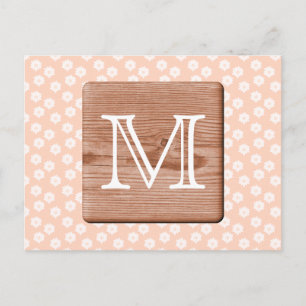 Anpassningsbar Monogram. Bild av Wood, Blommönstre Vykort