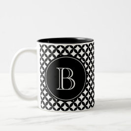 Anpassningsbar Monogram Black and White Två-Tonad Mugg
