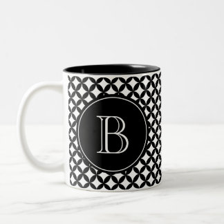 Anpassningsbar Monogram Black and White Två-Tonad Mugg