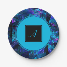 Anpassningsbar Monogram Black Blue Abstrakt Birthd