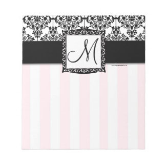 Anpassningsbar Monogram Black Damask Rosa Rand Ant Anteckningsblock