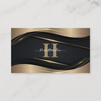 Anpassningsbar Monogram Black & Guld Professionell Visitkort