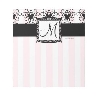 Anpassningsbar Monogram Black Hearts Rosa Rand Ant Anteckningsblock