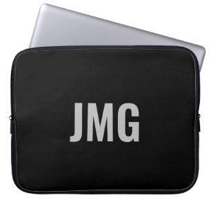 Anpassningsbar Monogram Black och Silver Laptop sl Fodral