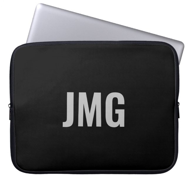 Anpassningsbar Monogram Black och Silver Laptop sl Laptop Fodral (Framsidan)