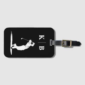 Anpassningsbar Monogram Black White Personlig Golf Bagagebricka