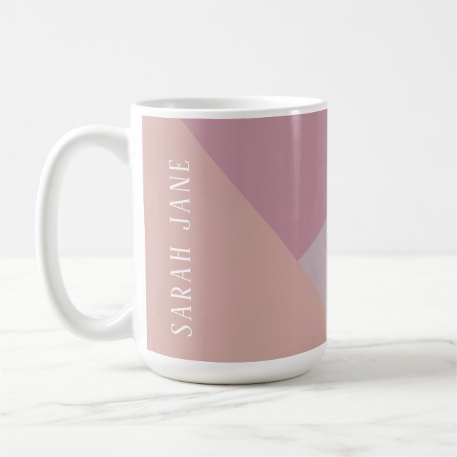 Anpassningsbar, monogram, blek rosa, tretonskaffe, kaffemugg (Vänster)