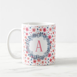 Anpassningsbar Monogram-Blommigt Kaffemugg