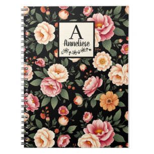 Anpassningsbar Monogram Blommigt Mary Delany Inspi Anteckningsbok